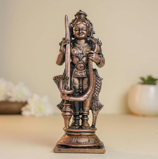 Udupi Krishna with Snake | 12 cm | 410gm Handmade Copper Idol | Antique Patina Finish | Lord Krishna Murti Statue | Pooja Mandir Home