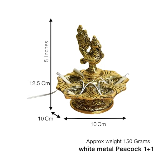 Peacock Diya | LED Bulb Light Electric Deepak | 5 Inches | 150g