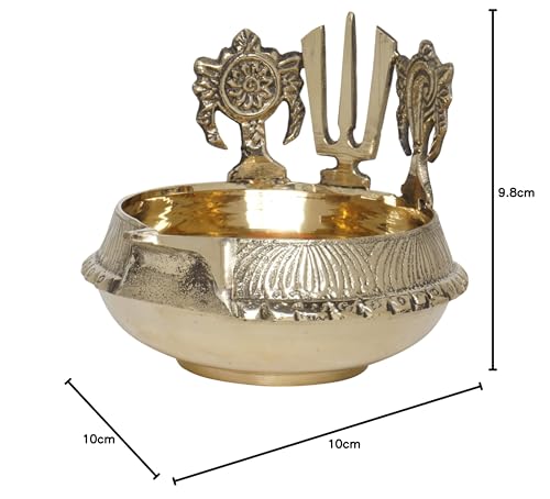 Brass Shanku Chakra Namah Kuber Deep, 4 Inches, 330 gm