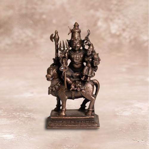 Shiva Parvati on Nandi Idol in Pure Copper, 460gm