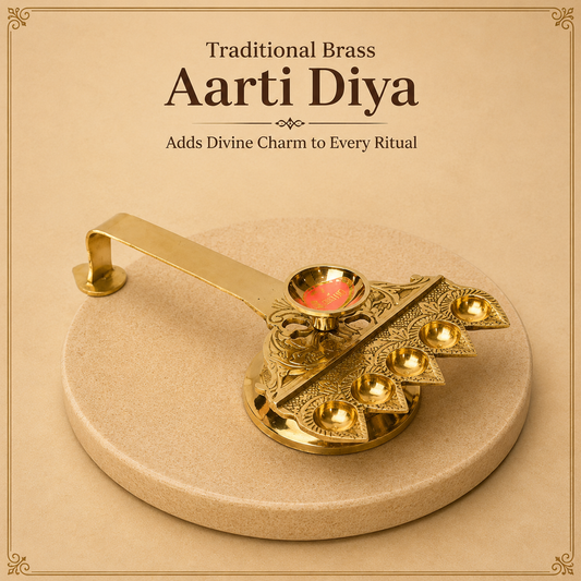 Pure Brass Panch Aarti, Deep, Deepak, Diya for Pooja Purposes, 2.4 Inches, 370gm