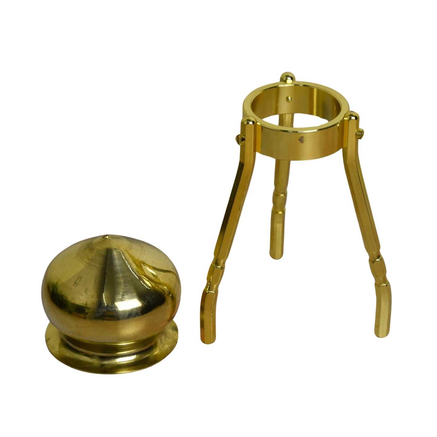 4-Inch Brass Round Abhishek Stand Set with Kalash