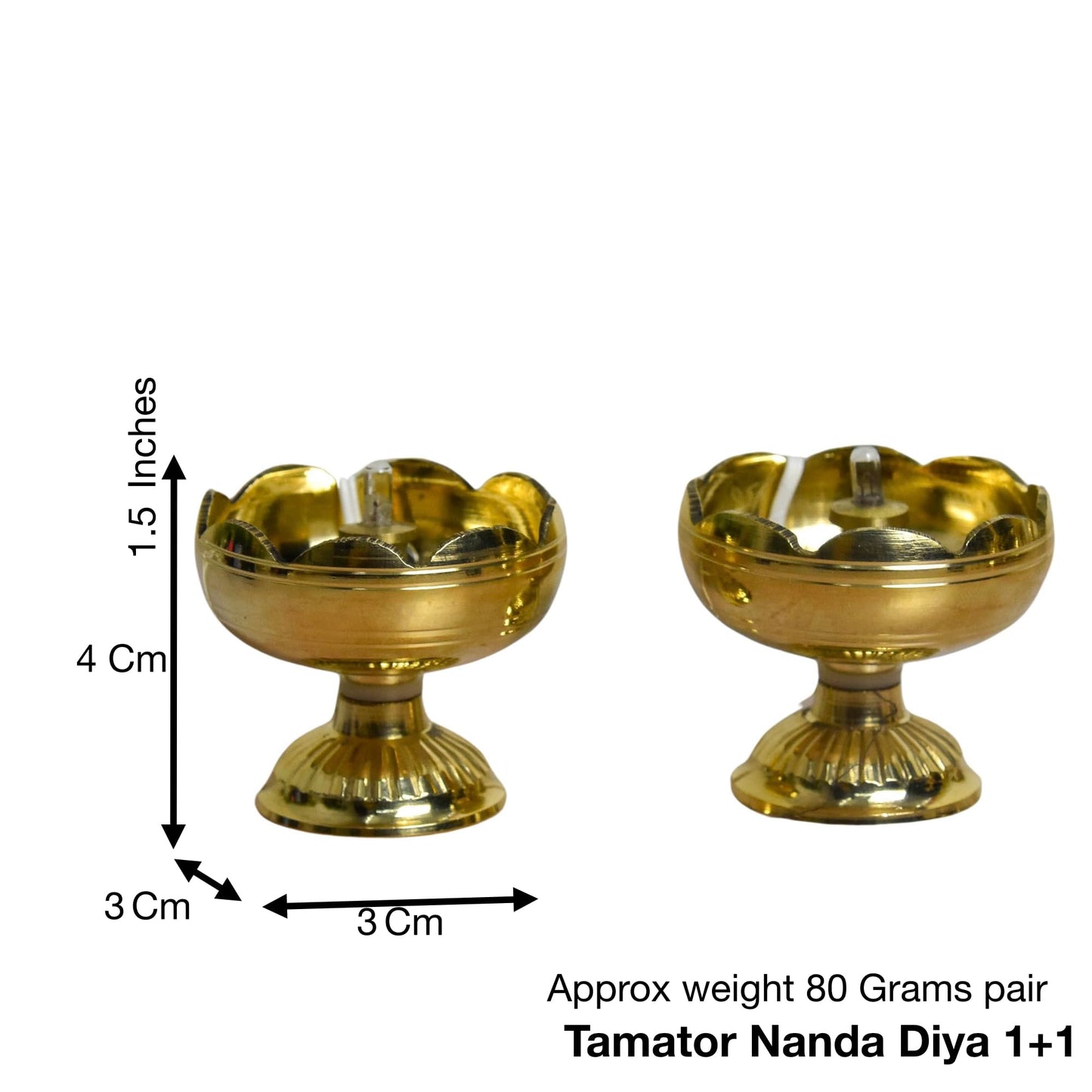 Brass LED Bulb Light Electric Tamator Nanda Diya | 1.5 Inches | 80g