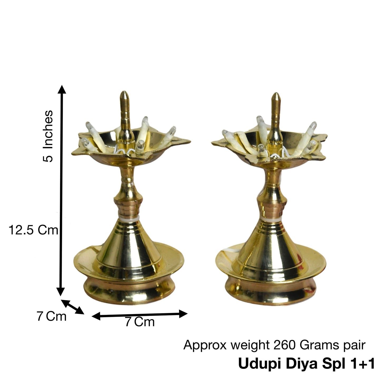 Brass LED Bulb Light Electric Udupi Diya (5 inches, 260 gm)