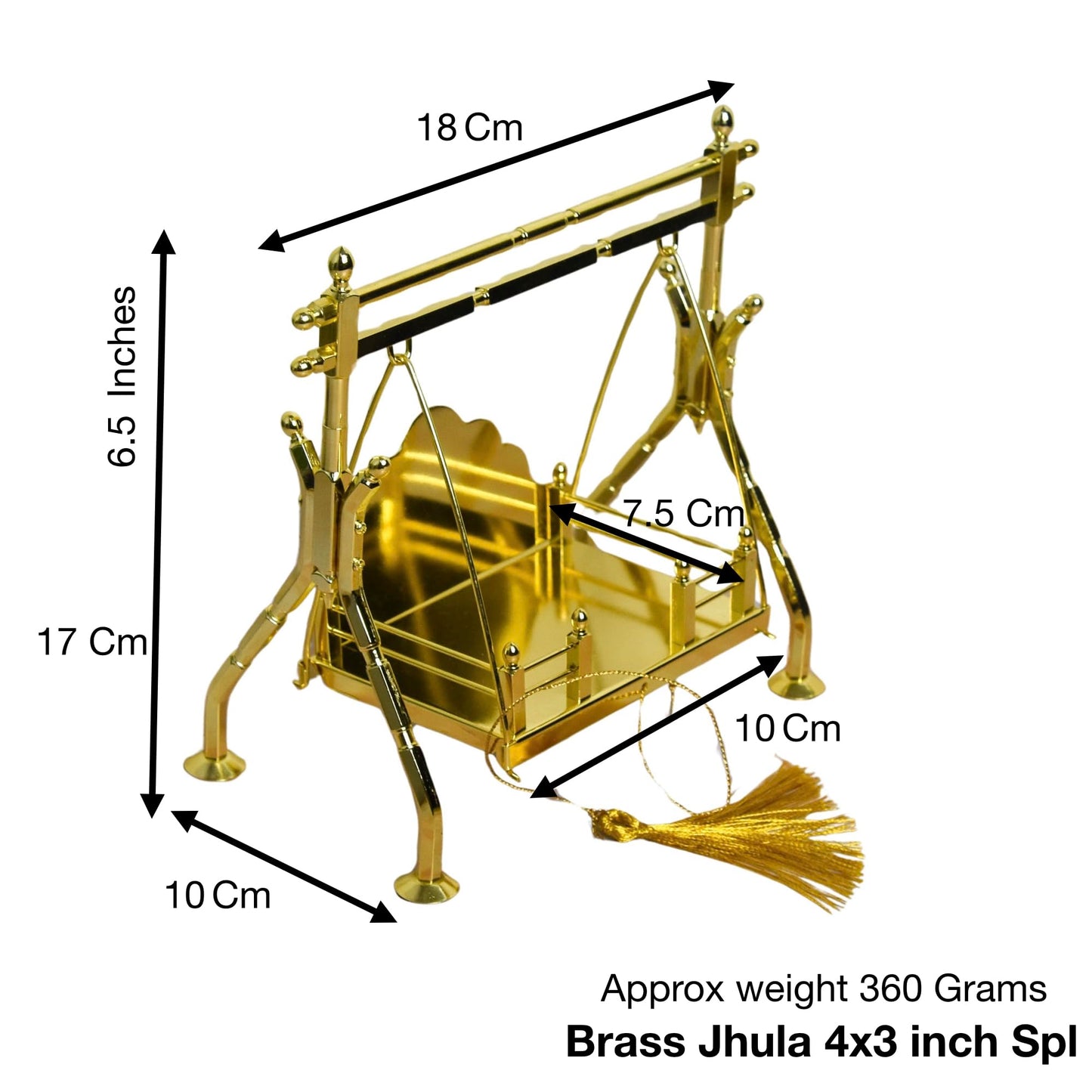 Pure Brass Jhula for Laddu Gopal | Bal Krishna Swing | 4x3 Inches