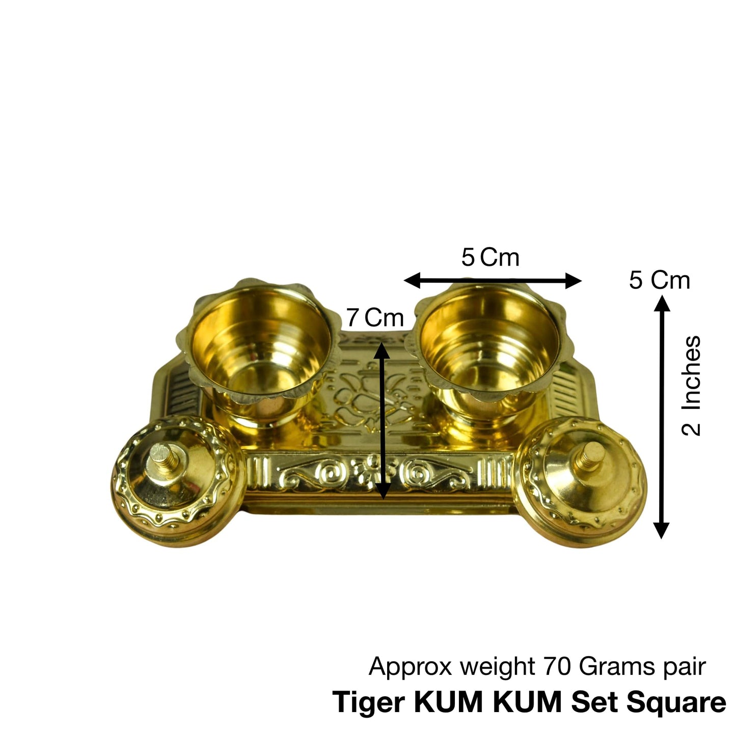 Brass Roli Kumkum Chawal Box Set | 2 Inches | 70g
