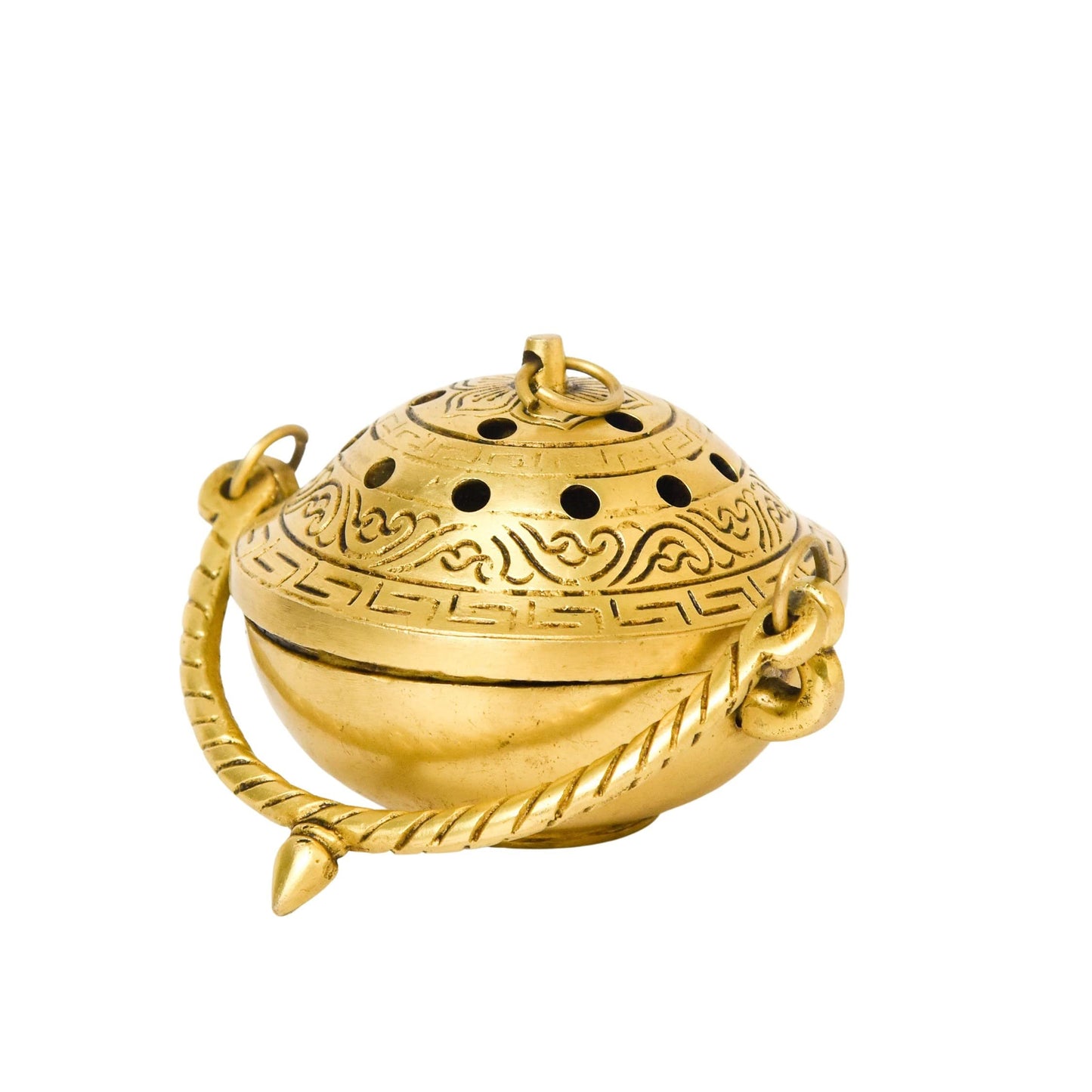 Brass Agarbatti & Dhoop Holder with Handle | Antique Black Finish | 2.75-Inch (580 gm, 1 Pc)