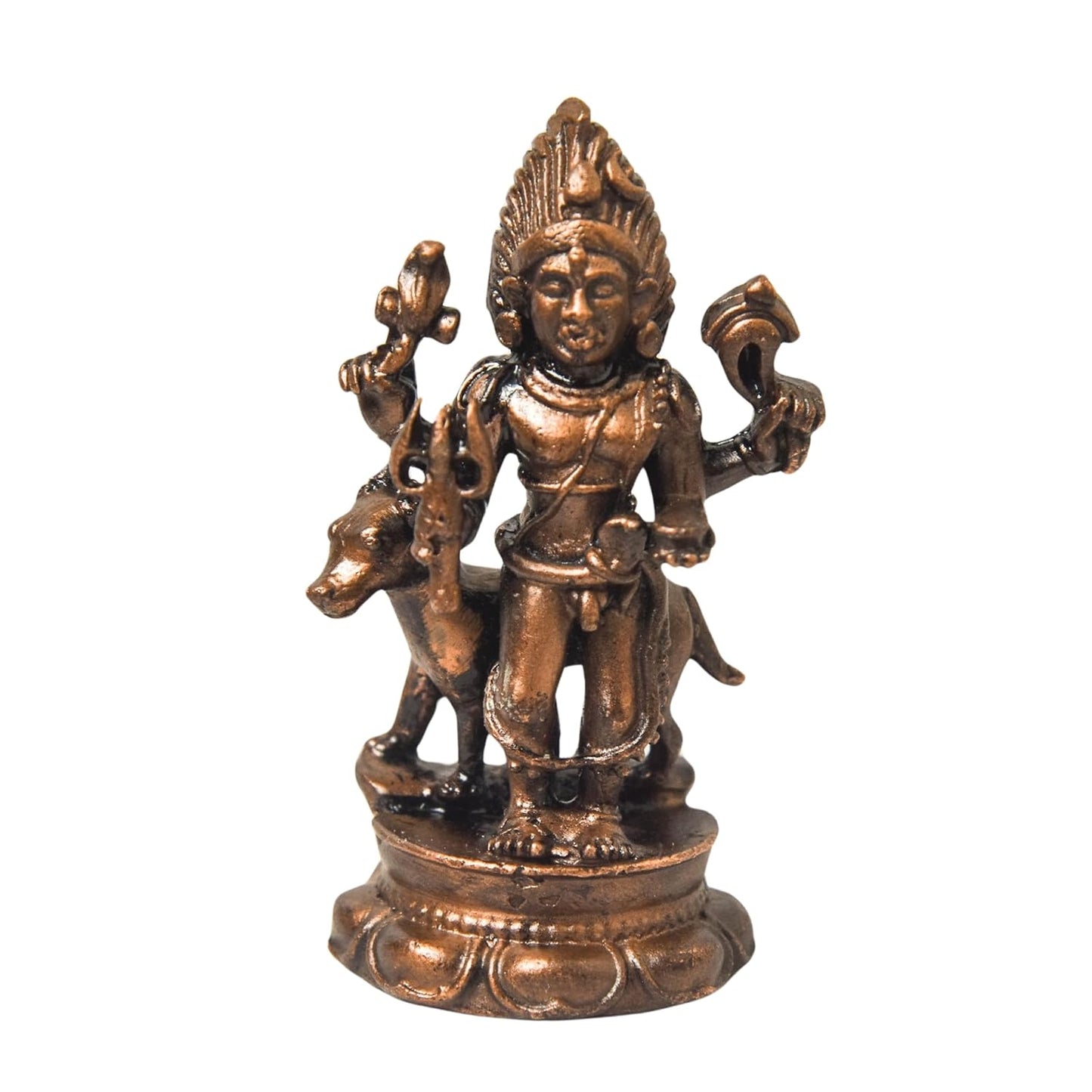 Copper Kalabhairava Idol with Patina Antique Finish, 2.4-Inch