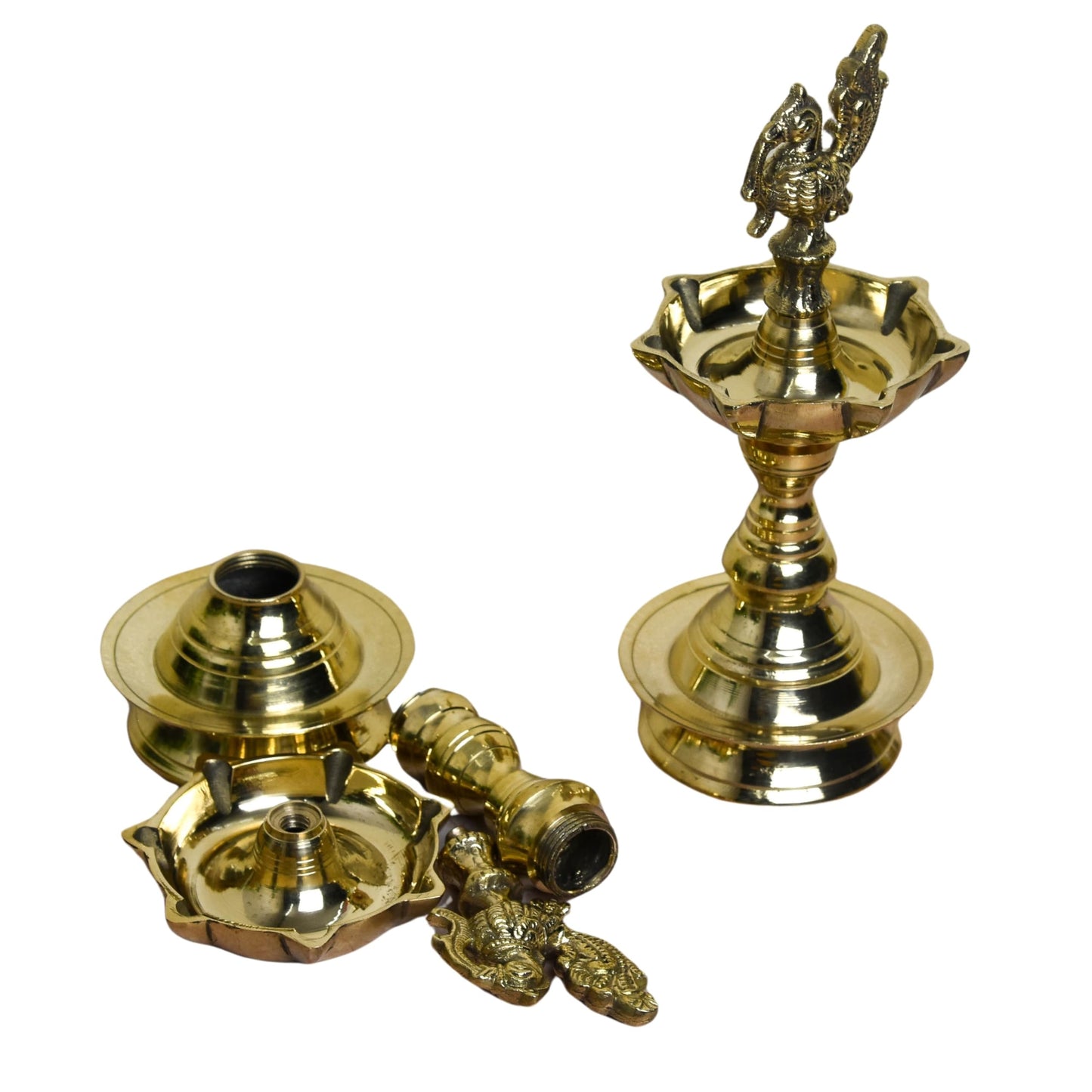 Pure Brass Udupi Diya with 7 Wicks – Murga Design, 4 Inches, Pack of 1 Pair