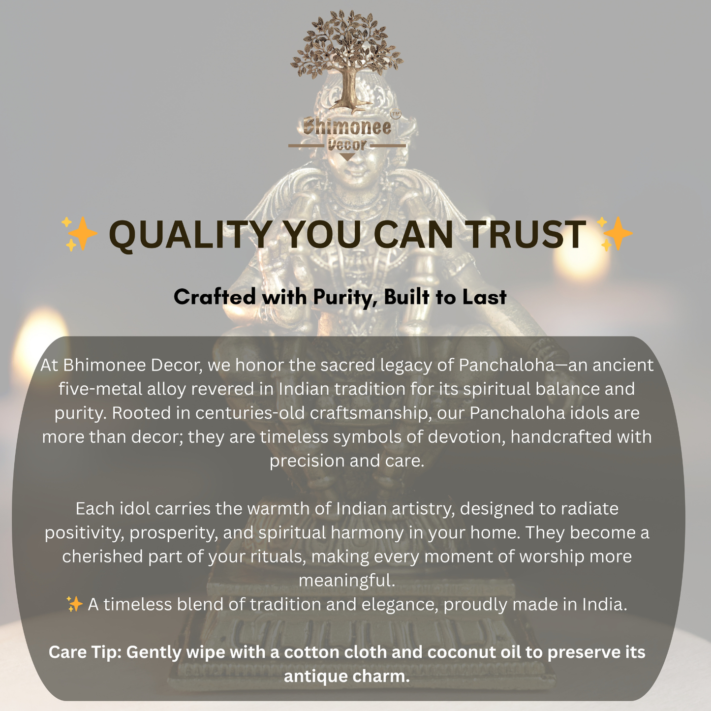 Bhimonee Decor 260 gm Ayyappa Panchloha Idol 8 cm Height | Solid Panchaloha God Statue for Home Pooja, Temple, Office & Gifting