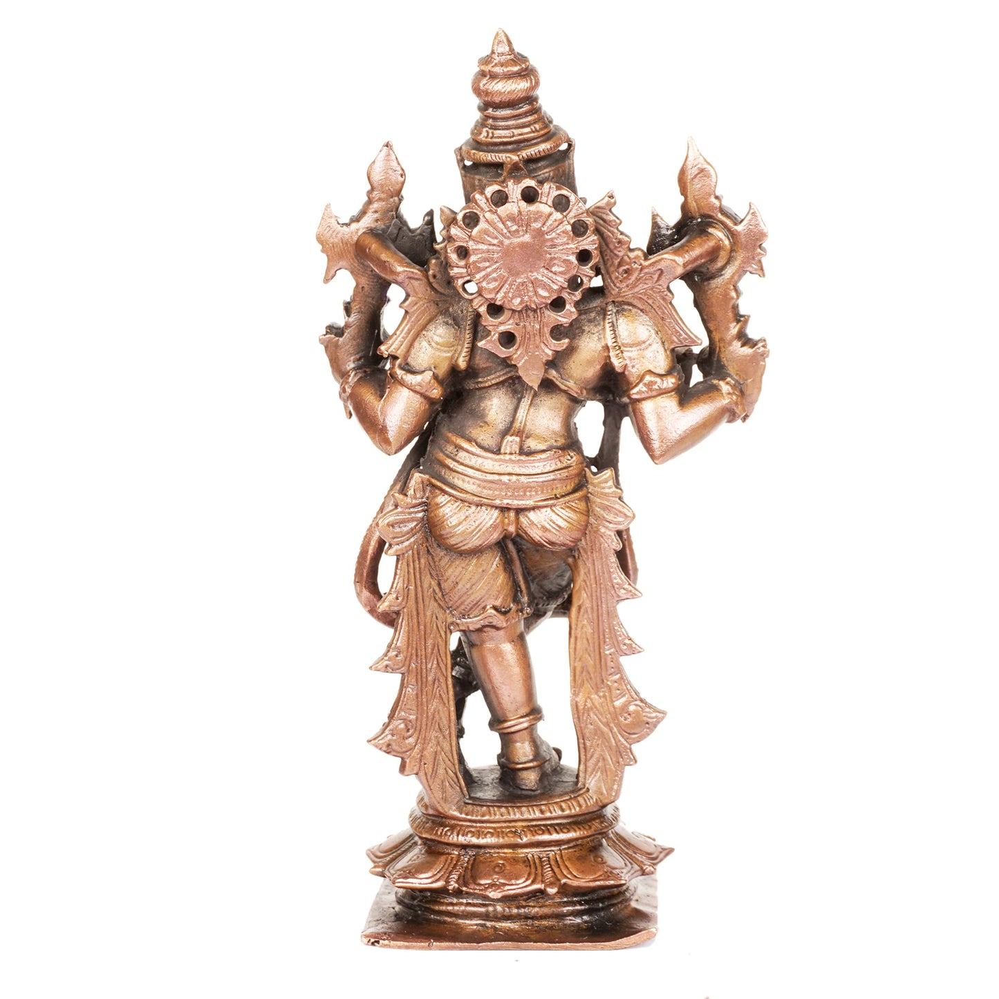 6-Inch Handmade Copper Chaturbhuj Krishna Idol | Patina Antique Finish | 675 gm | 1 Pc