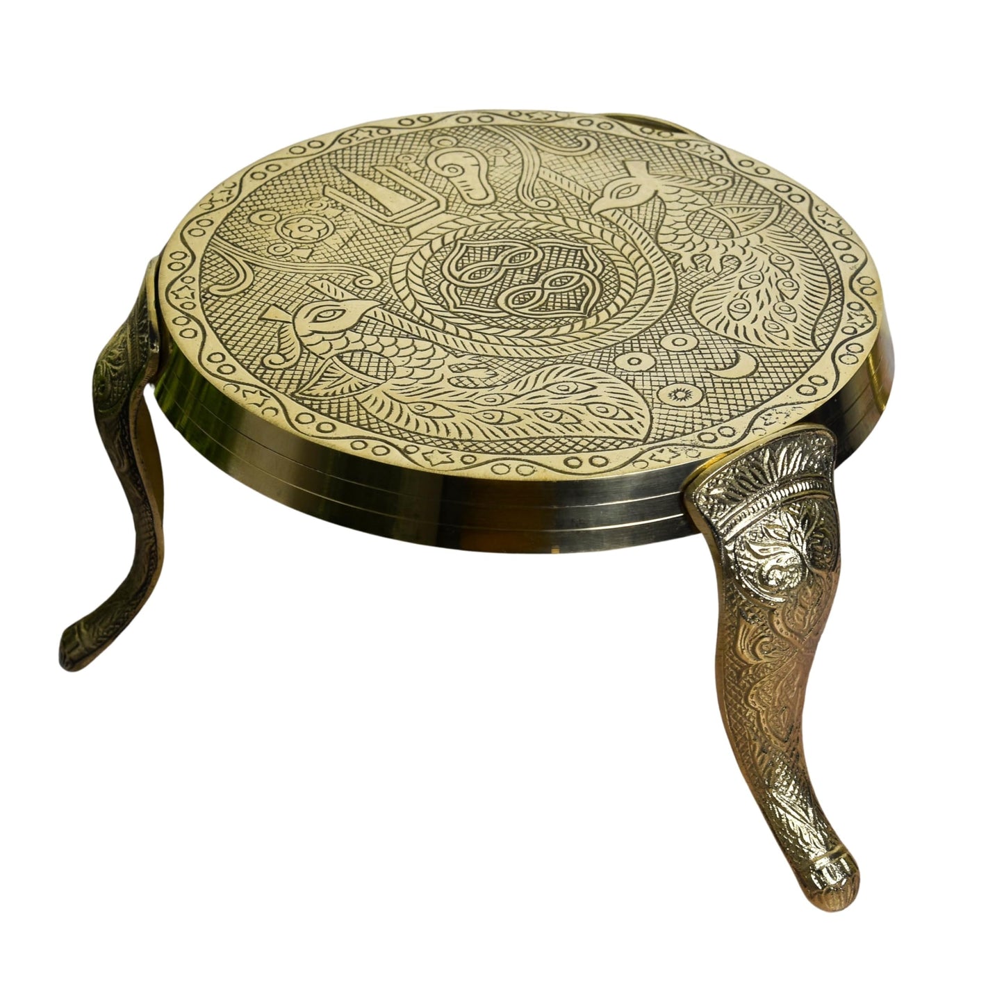 Brass Mukkali Stool, (6 inches, 1.1 kg)