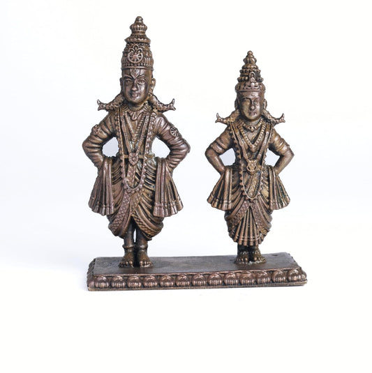 Panduranga Vittala Idol | 200 gm Brass ,8 inches Finish God Statue | Vitthal Rukmini Murti for Home Temple.