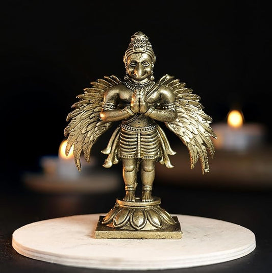 Standing Garuda Panchloha Idol | Size 8 × 3.5 × 3 cm | Approx 170 gm | Handcrafted Traditional Hindu Religious Statue