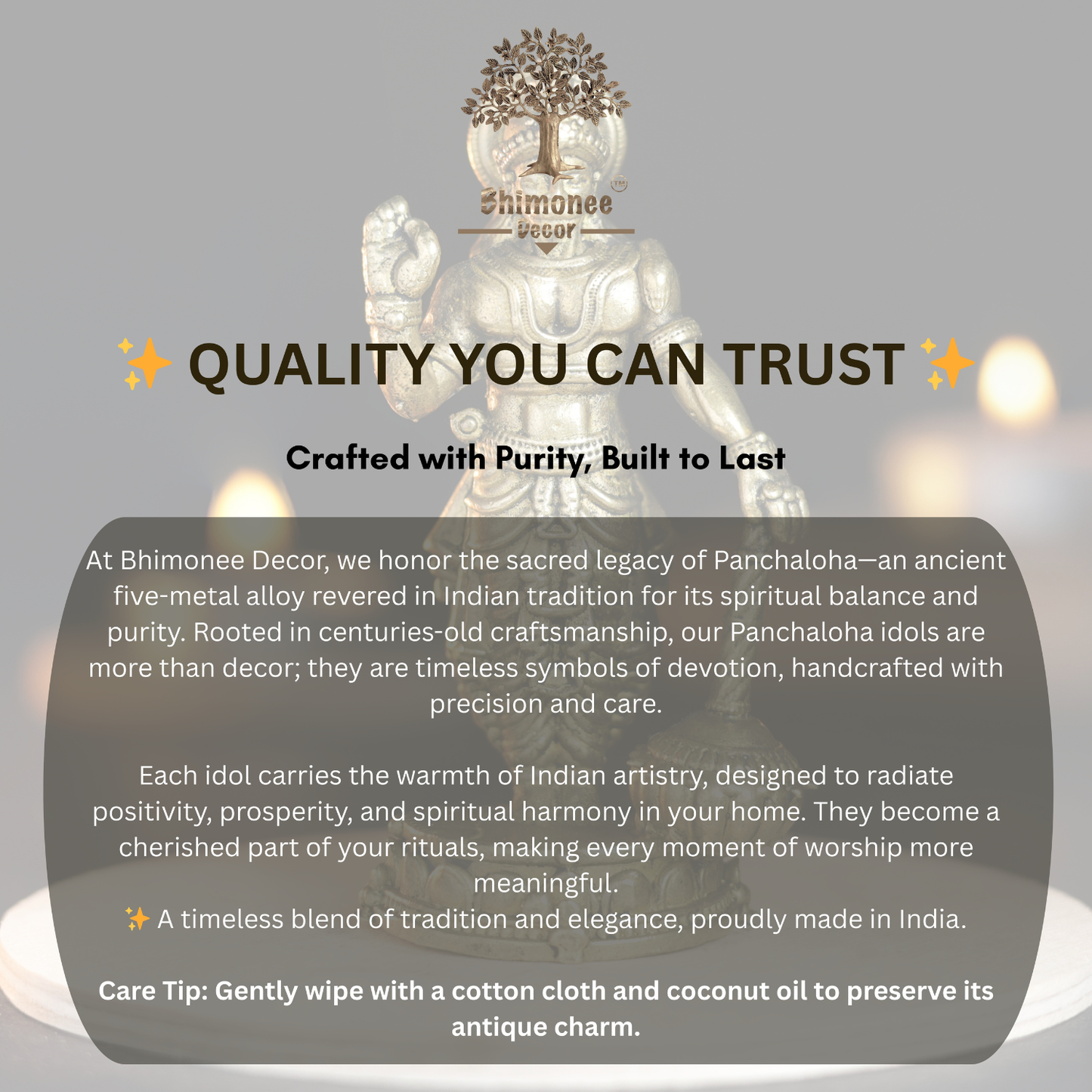 Bhimonee Decor | Body Builder Hanuman Panchloha Idol | Size 8 cm | Approx 150 Gram | Handmade Hindu Religious Statue for Home Temple and Pooja