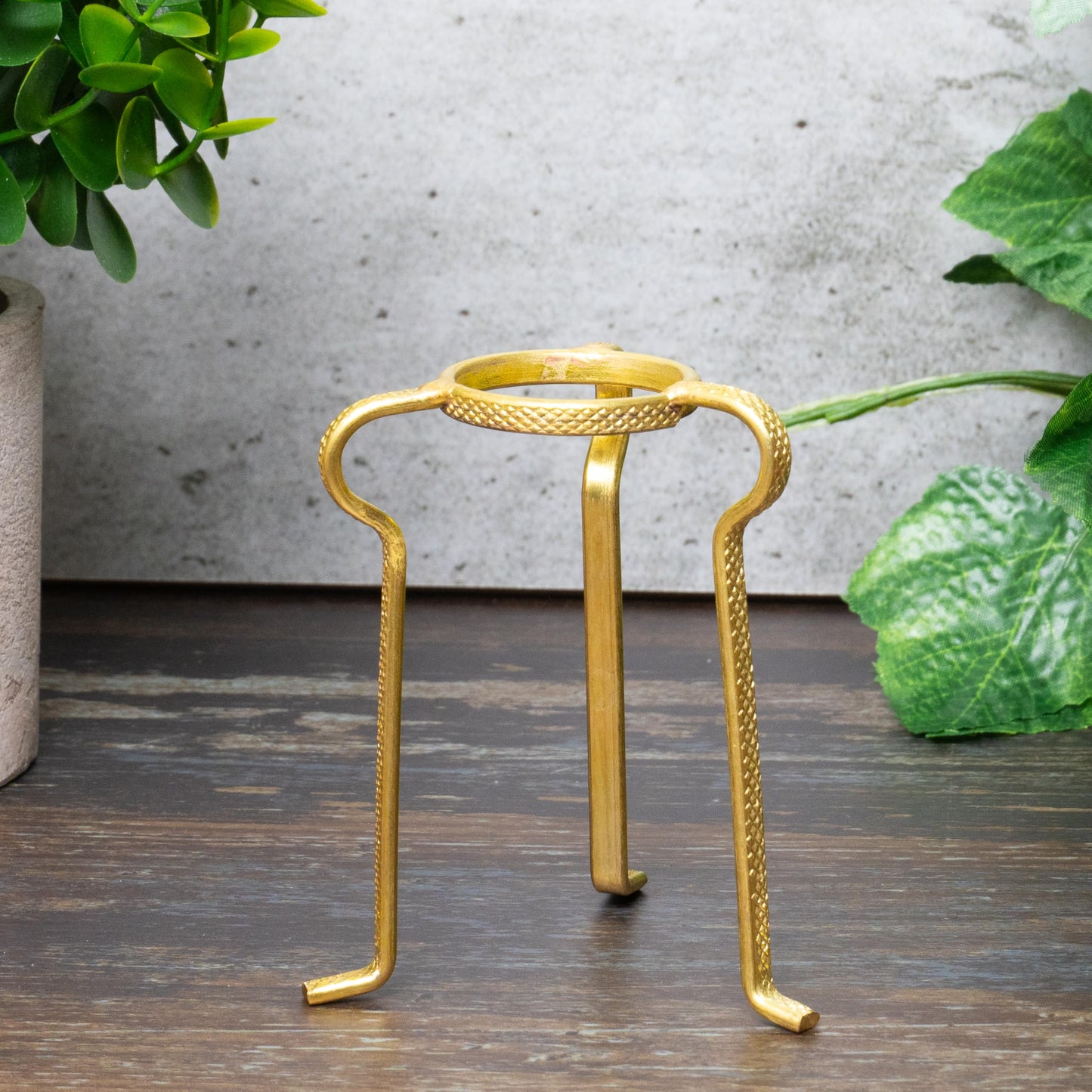 Golden Abhishek Stand – 4 Inch Small Brass Puja Stand