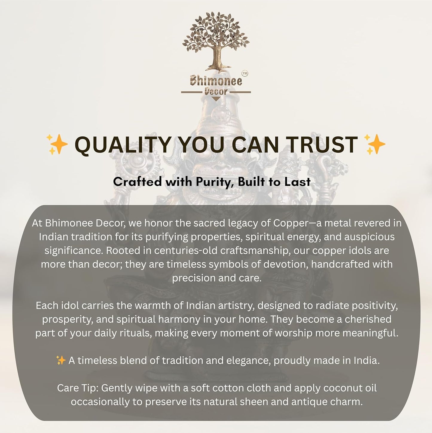 Antique Lakshmi Narashima 250gm | 2.7-Inch Handmade Copper Idol | Patina Antique Finish | Lakshmi Narasimha Murti for Pooja Ghar