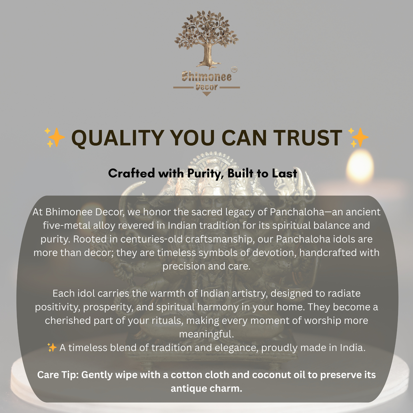 Bhimonee Decor | Sitting Panchmukhi Hanuman Panchloha Idol | Size 5 cm | Approx 150 Gram | Handmade Hindu Religious Statue for Home Temple and Pooja