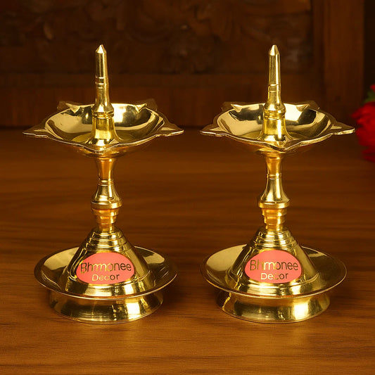 Pure Brass Udupi Deep, Deepak, Diya for Pooja Purposes, 5.5 Inches, 500 gm