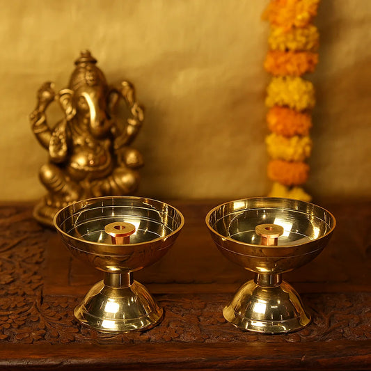 Pure Brass Nanda Pyali Deep, Deepak, Diya for Pooja Purposes, 1.85 Inches, 100 gm
