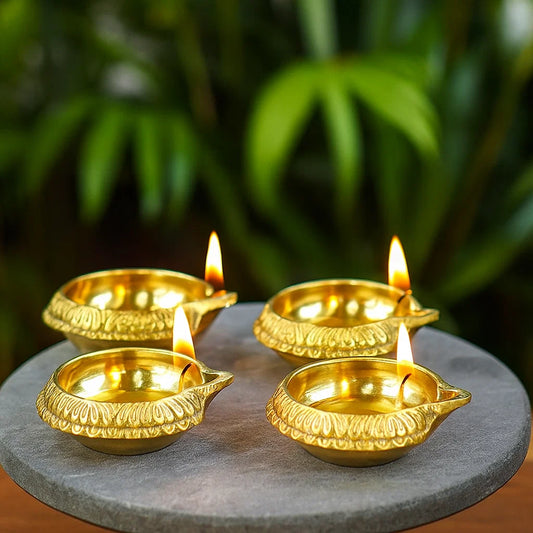 Set of 4 Pure Brass Kuber Diya 1 inch by printology