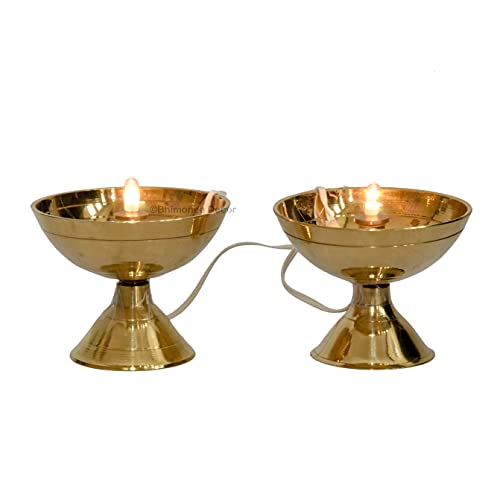 Pure Brass Electric Bulb Lights Diya Bhimonee Decor