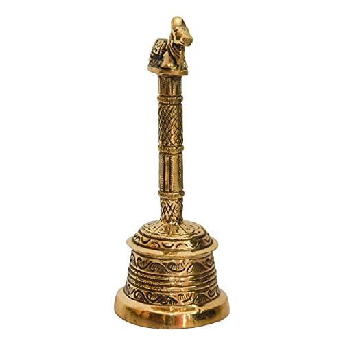 Brass Handicraft 5.25" nandi Puja Hand bell Ghanti Bhimonee Decor