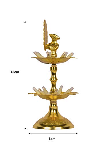 Pure Brass 2 Step Electric Gold Bulb Lights Diya Dimensions