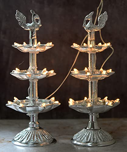 White Metal Electric Bulb Lights Diya 10 inches India