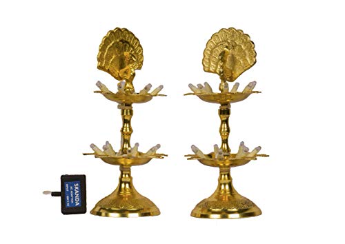 Pure Brass 2 Step Electric Gold Bulb Lights Diya