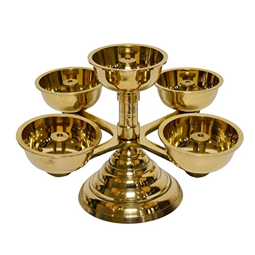 Pure Brass 5 Faced Ethnic Panchadeep bhadradeepam, 1.75 inches