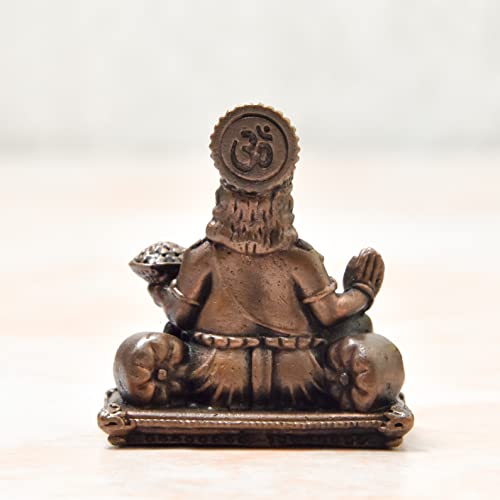 1.9 inches, Handmade Copper Indian Maharaja Kuber Idol, 90 Grams , Patina Antique Finish , Pack of 1 Piece