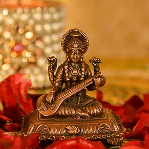 Copper Handmade Saraswati 2.1 inches Sitting Idol