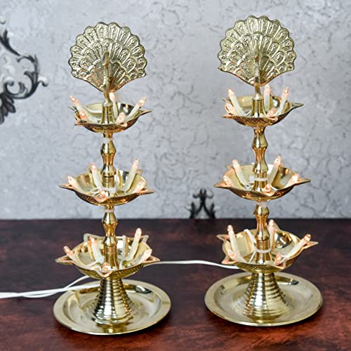 Pure Brass 3 Step Electric Bulb Lights Diya