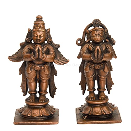 Handmade Copper Garuda and Hanuman Set Idol 3.4 inches , Patina Antique Finish , 1 Piece