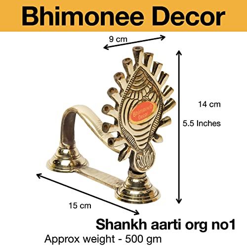 Pure Brass Shankh 5.5 Inches Aarti Deep Dimension