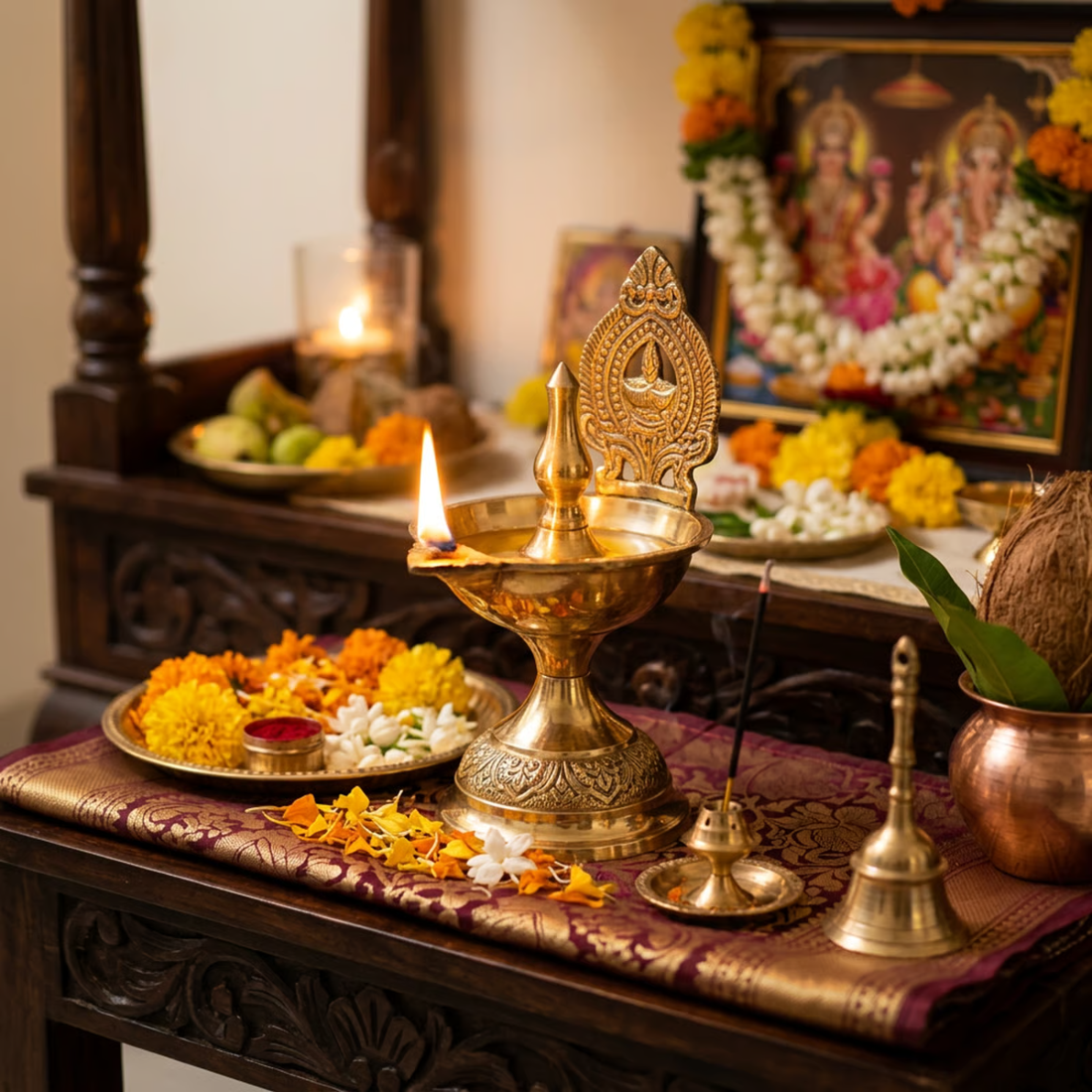 Bhimonee Decor Copper Idols and Brass Diyas: A Vastu Guide for Positive Energy and Balanced Home Temple Design