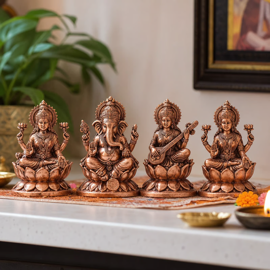 Bhimonee Decor Copper Idols for Home Temple, Daily Worship, and Spiritual Gifting
