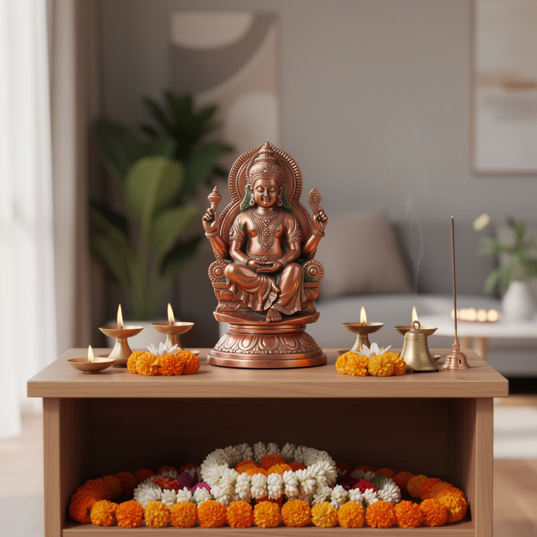 Bhimonee Decor Copper Rajarajeshwari Idol: The Supreme Goddess for Your Home Temple