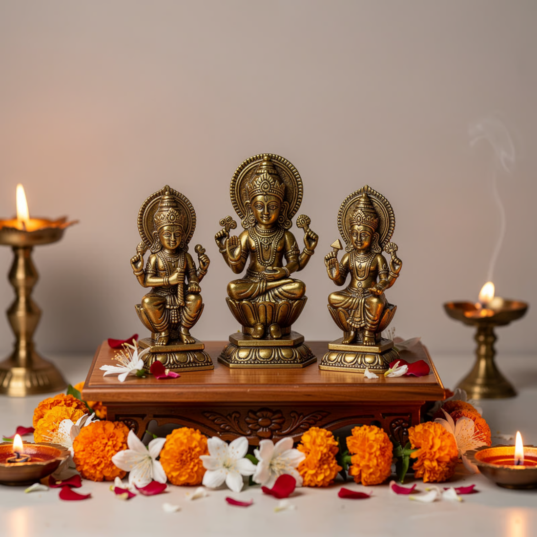 Bhimonee Decor Panchaloha Idols for Home Temple, Blessings, Prosperity, and Gifting