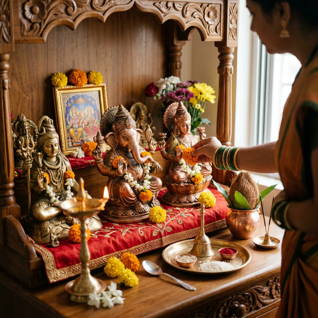 Bhimonee Decor Pooja Thali Set and Mandir Decor Items: A Complete Guide to Designing a Traditional Home Temple Setup