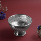 Hammered Fancy Large Patra Metal Pooja Vessel with Pedestal Base | Traditional Mandir Ritual Item | Silver Finish | 4 Inch