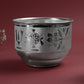 Embossed SCN Metal Pooja | Traditional Mandir Ritual Vessel with Religious Motif Design| Silver Finish | 3 Inch