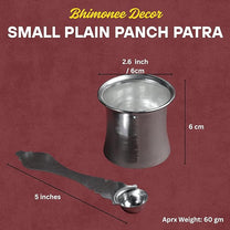 Small Plain Panch Patra with Spoon |  Silver Finish | 2.6 Inch