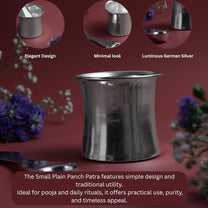 Small Plain Panch Patra with Spoon |  Silver Finish | 2.6 Inch