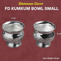 Fancy Kumkum Bowl Set of 2 with Pedestal Base| Silver finish