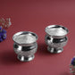 Fancy Kumkum Bowl Set of 2 with Pedestal Base| Silver finish