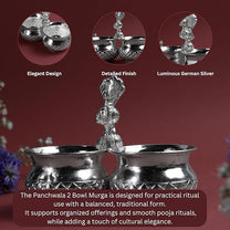 Panchwala Hammered Danam Kumkum Bowl Set of 2| Silver Finish | 4 Inch