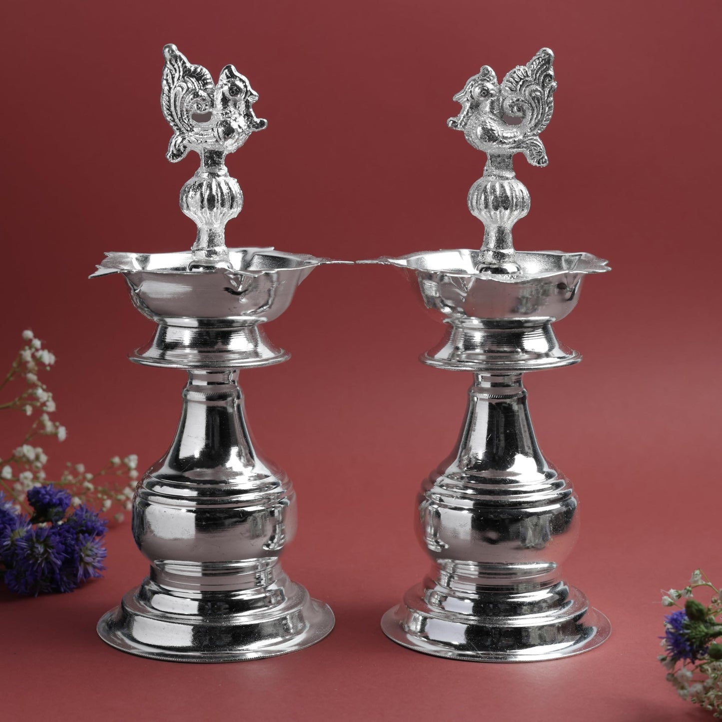 Udupi Murga Diya 7 Inch | Traditional Metal Peacock Oil Lamp