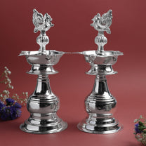 Udupi Murga Diya 7 Inch | Traditional Metal Peacock Oil Lamp